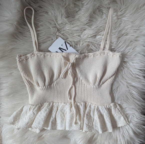 NWT Zara Cotton Knitted Corset Top - Picture 5 of 12